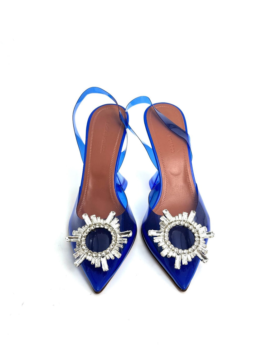 Brand New. Amina Muaddi Begum Heel Blue. 37|11677