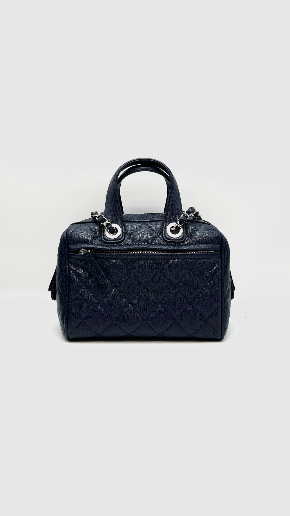 Brand New. Chanel 25 Bowler Caviar Blue SHW. C1PA750L|16537