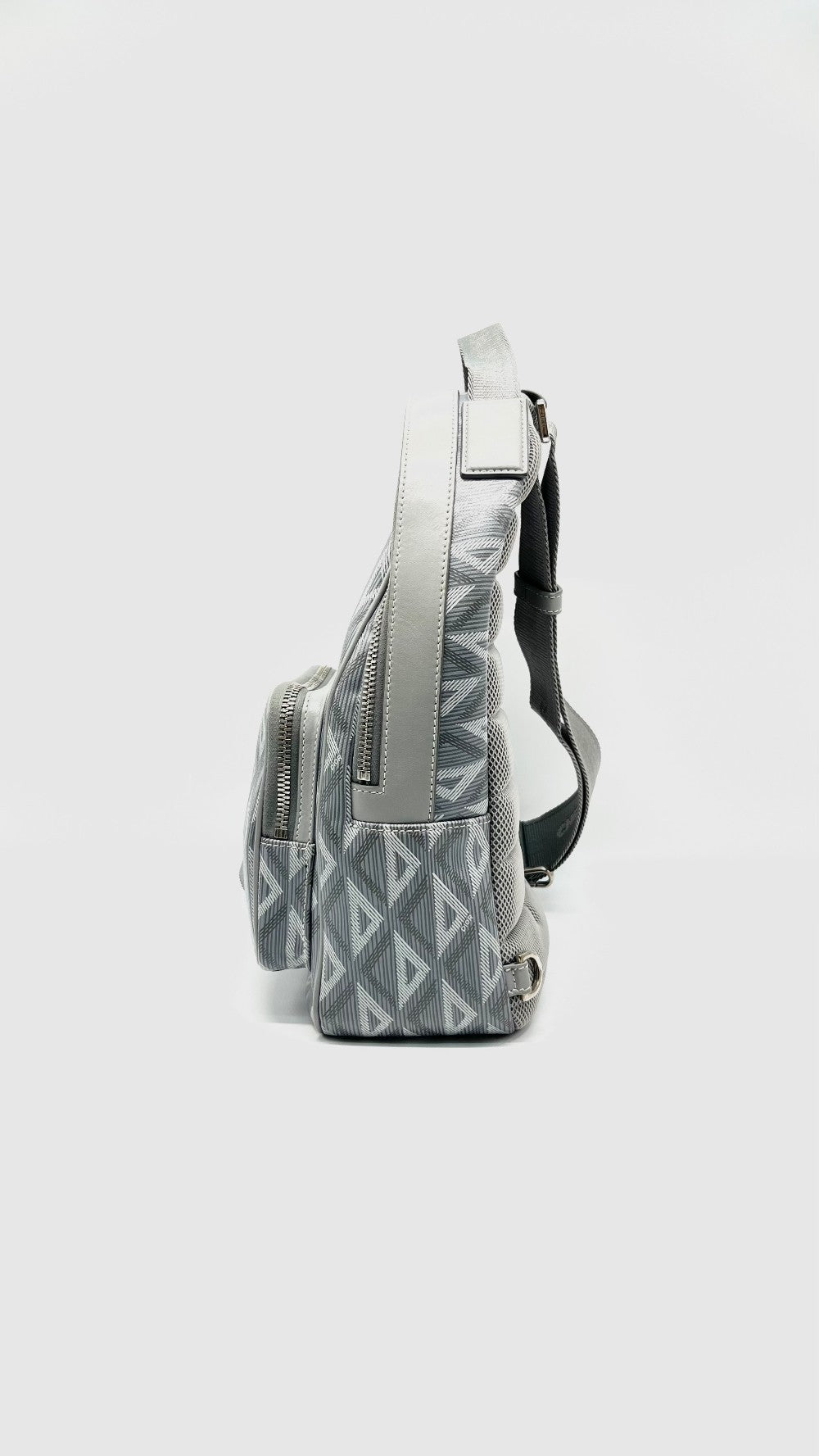 Like New. Dior Mini Rider Grey Coated Canvas Calfskin|14958