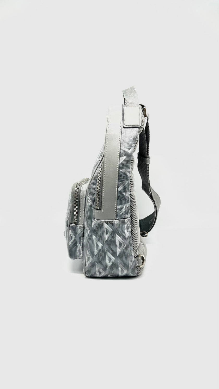 Like New. Dior Mini Rider Grey Coated Canvas Calfskin|14958