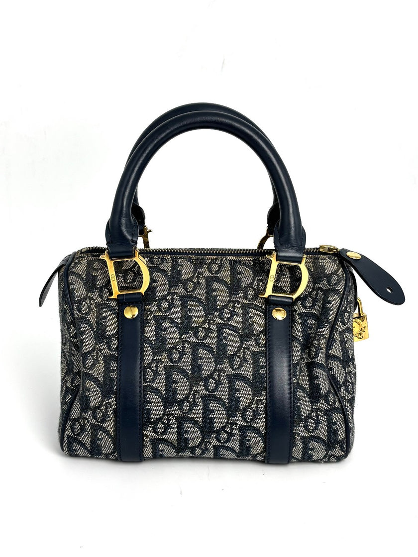 Preowned. Dior Trotter Navy Blue Canvas. CP0070|12387