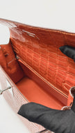 Preowned. Hermes Kelly 28 Croc Orange PHW. H Square Q2509|11529