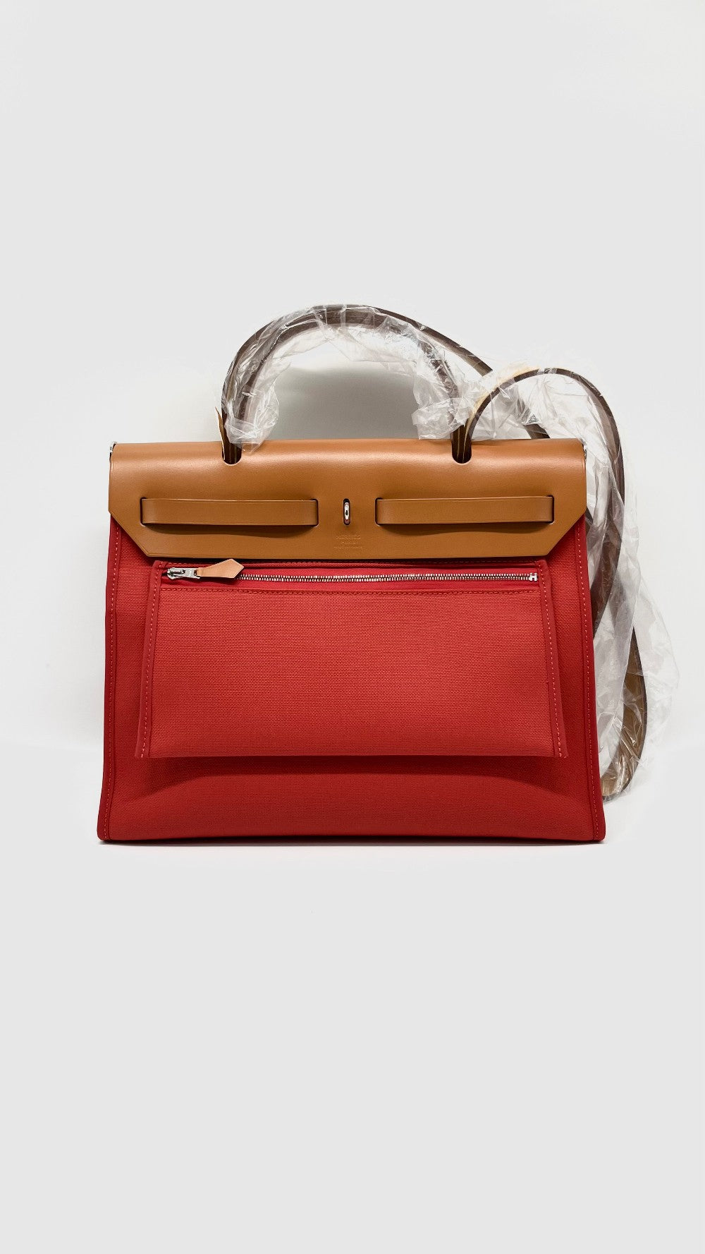 Unused. Hermes Herbag 31 Sanguine Canvas PHW. ATS007AU|15073