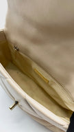 Preowned. Chanel C19 Small Beige Lambskin GHW/RHW,SHW. P724TT3|16076