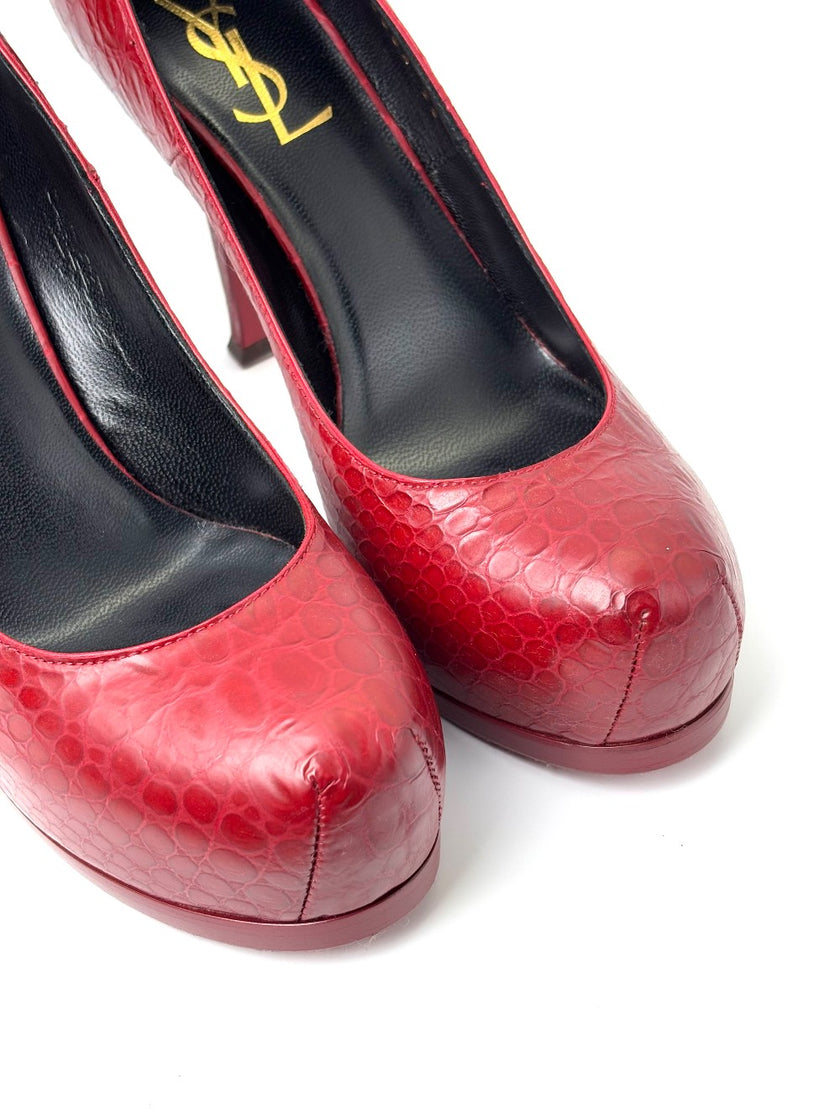 Brand New. YSL Pumps Heel Exotic Red. 36|7476