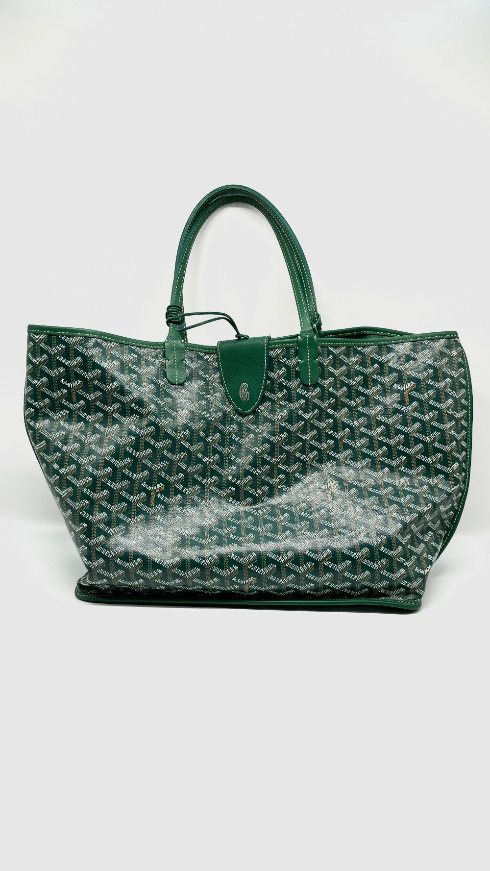 Preowned. Goyard Anjou PM Green Reversible Tote Bag With Goyard Green Clip. SUT 020251|13090