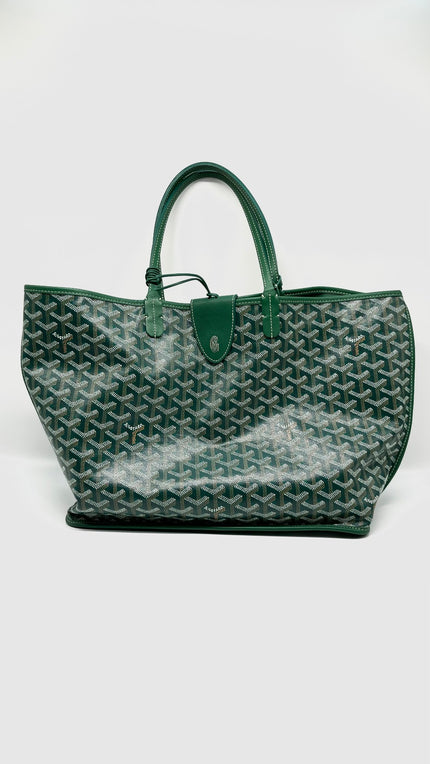 Preowned. Goyard Anjou PM Green Reversible Tote Bag With Goyard Green Clip. SUT 020251|13090