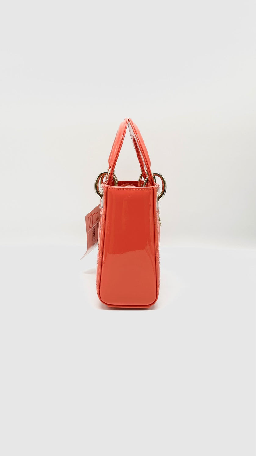 [SALE] Brand New. Lady Dior Mini Orange Patent 10-MA-1221|9920