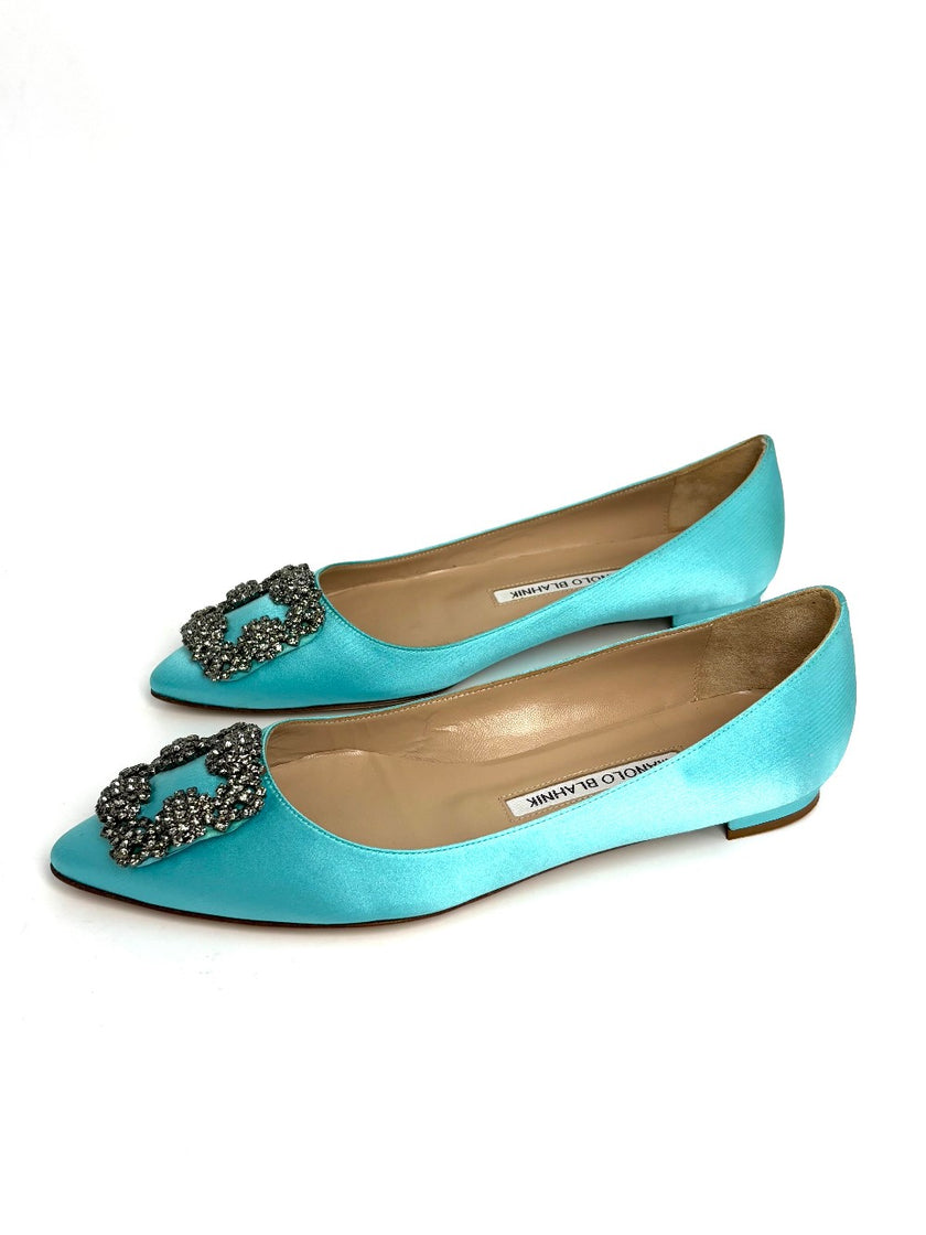 Brand New. Manolo Flats Turquoise. 36.5|8334