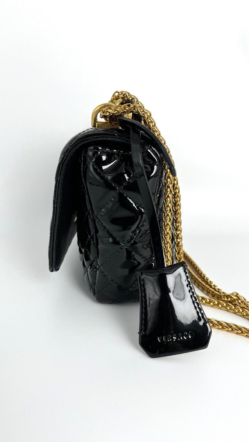 [SALE] Preowned. Versace Flap Patent Black|4648
