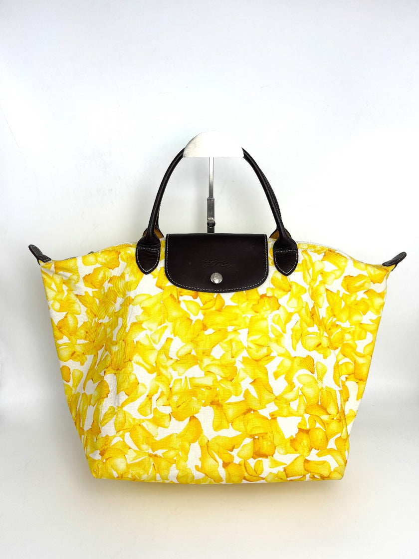 [SALE] Preowned. Longchamp Tote Yellow Canvas|11378