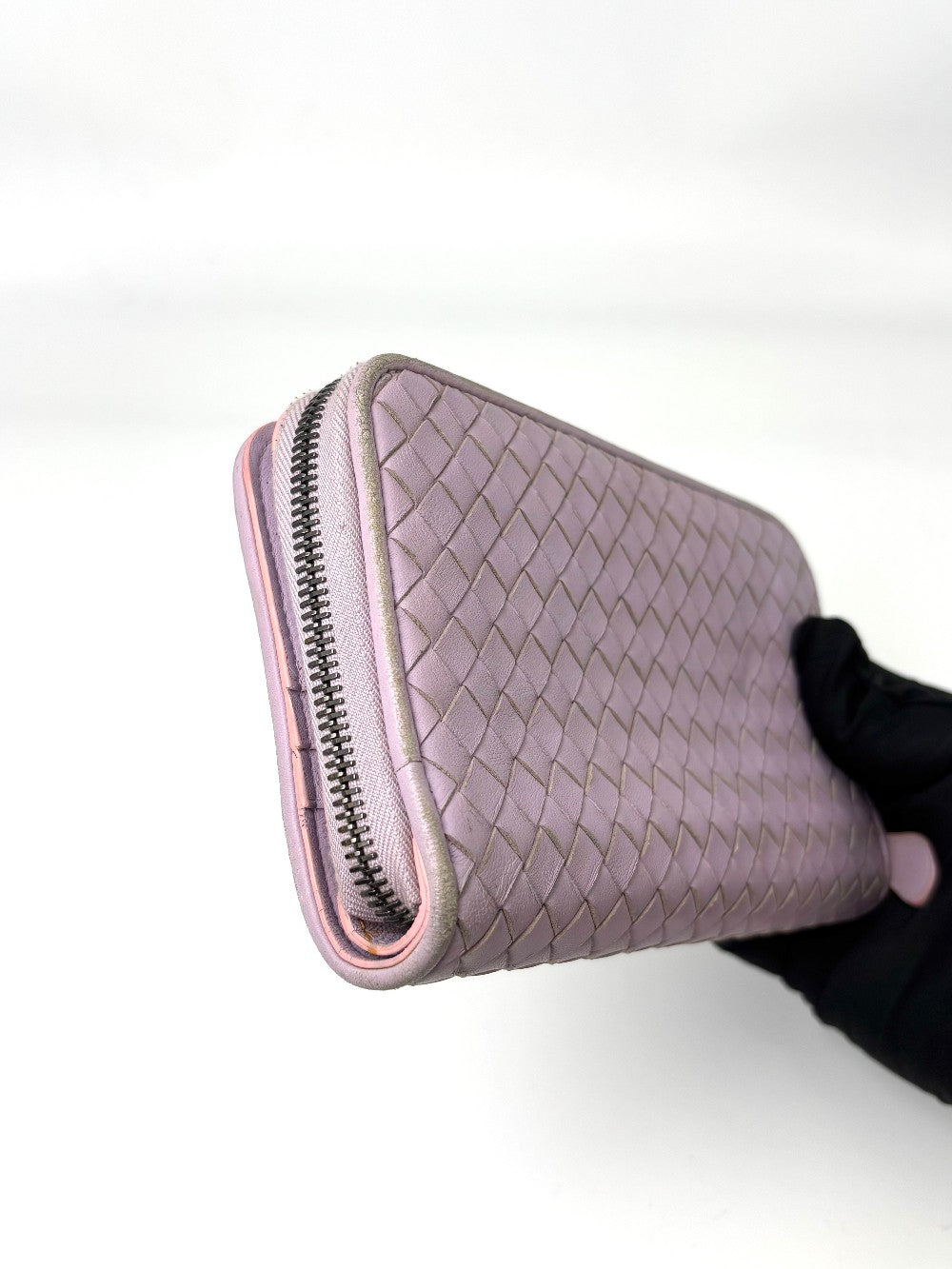 Preowned. Bottega Zip Long Wallet Lavender|7056