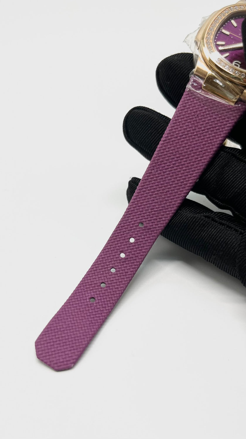 Unused. Patek Lady Nautilus Purple Dial With Diamonds RG Leather Strap 2024 32MM|5741