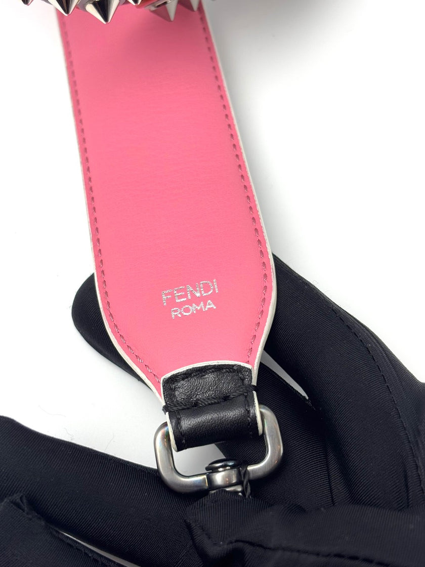 Brand New. Fendi Studded Bag Strap Black/Pink|6753