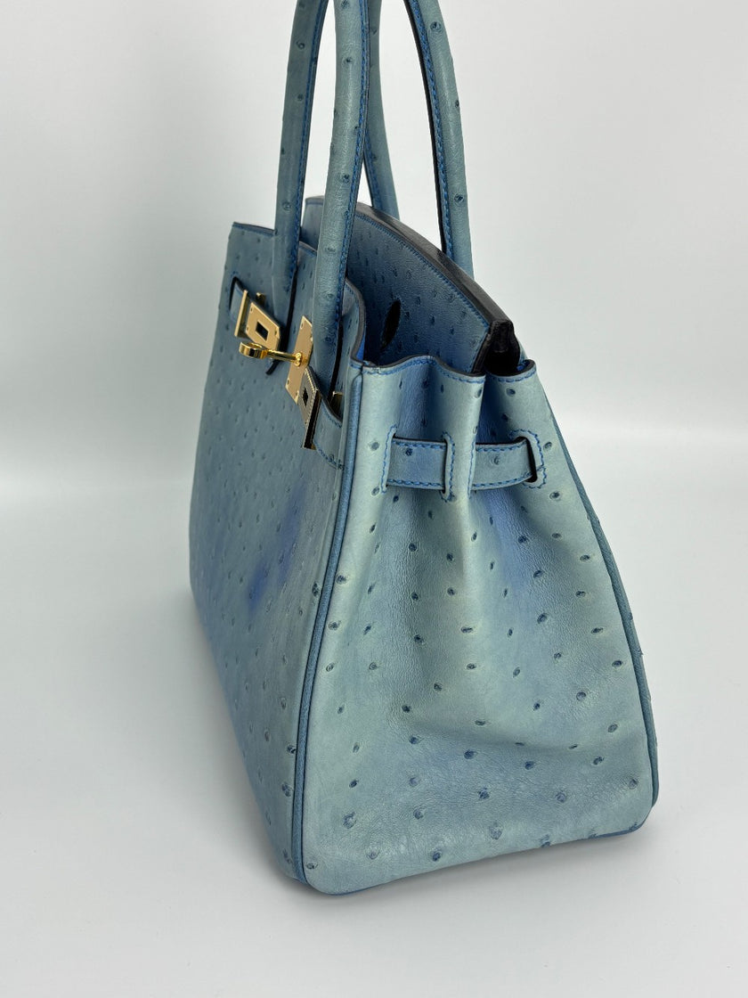 Preowned. Hermes Birkin 30 Ostrich Blue Paradis. DSA963NB|3440