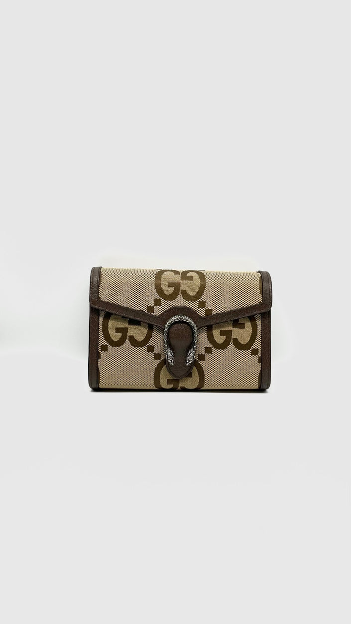 Brand New. Gucci Dionysus Wallet On Chain GG Canvas Monogram Brown & Beige|12003