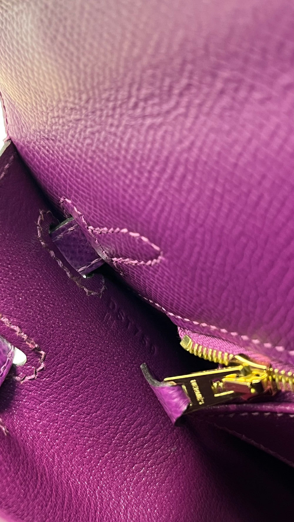 Unused. Hermes Kelly 25 Anemone Sellier Epsom GHW. DST759IH|8284