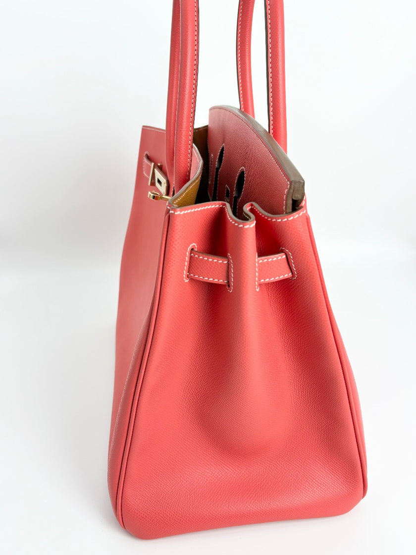 Preowned. Hermes Birkin 35 Flamingo Epsom PHW. P173A|3401