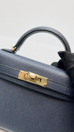Preowned. Hermes Mini Kelly Blue Obscure Epsom GHW. AIS031MG|16119