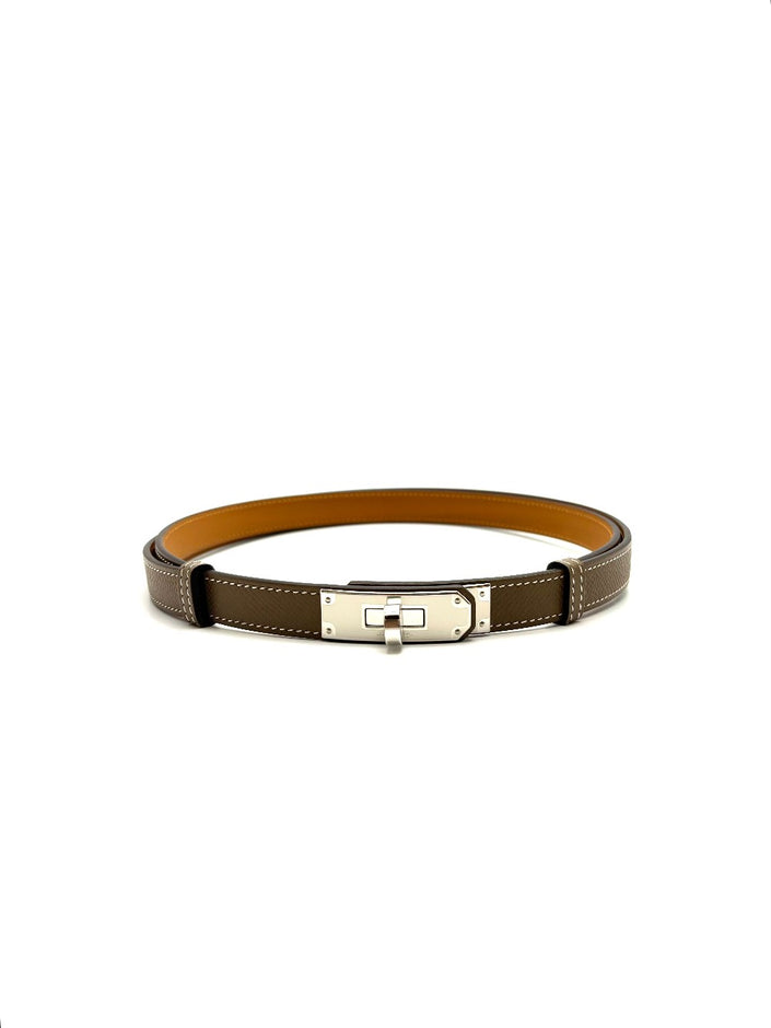 Brand New. Hermes Kelly Belt Etoupe PHW. GID090CF|17021