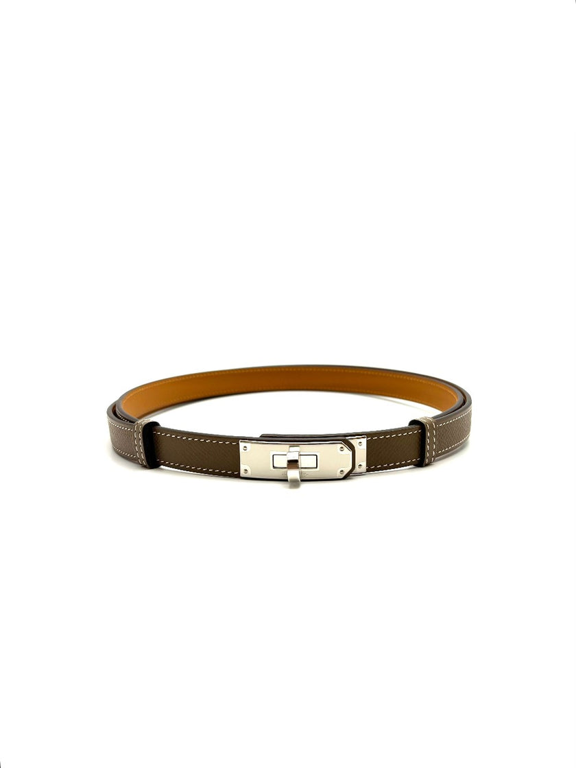 Brand New. Hermes Kelly Belt Etoupe PHW. GID090CF|17021