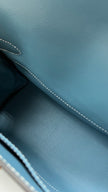 Brand New. Hermes Kelly Messenger Blue Jean Evercolour PHW. BMM687FK|5217