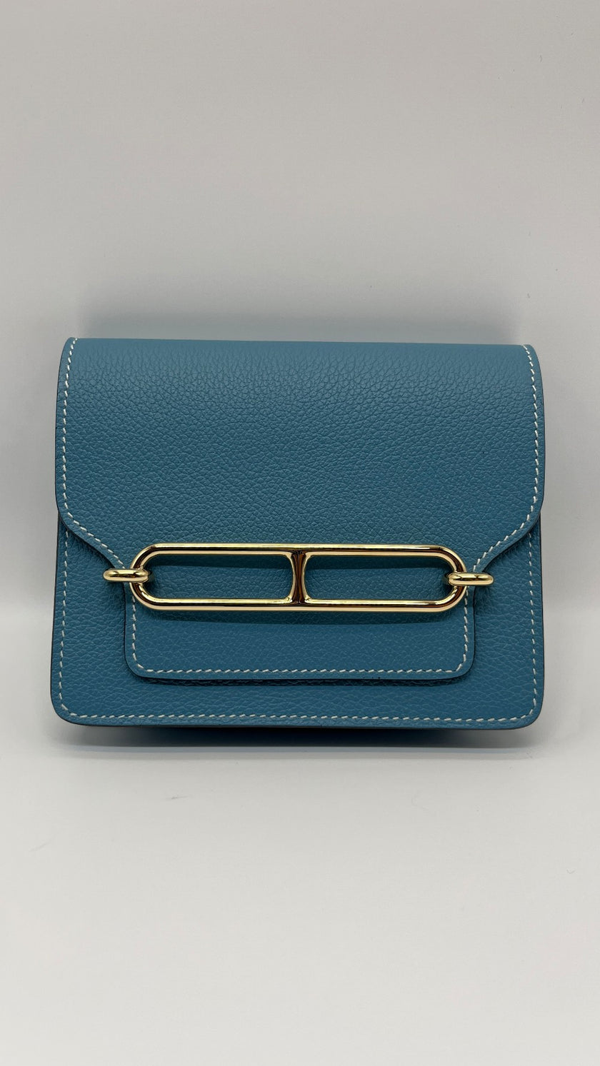 Brand New. Hermes Roulis Slim Passant Blue Jean. BAM011UH|5385
