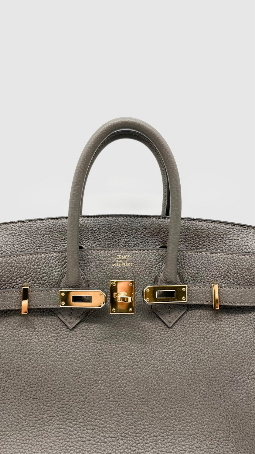 Preowned. Hermes Birkin 25 Etain Togo GHW. DPY837WM|14867