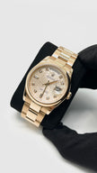 Preowned. Rolex Daydate Pink Computer Dial With Diamonds Full RG Oyster Bracelet 36 MM 14 Links|14362