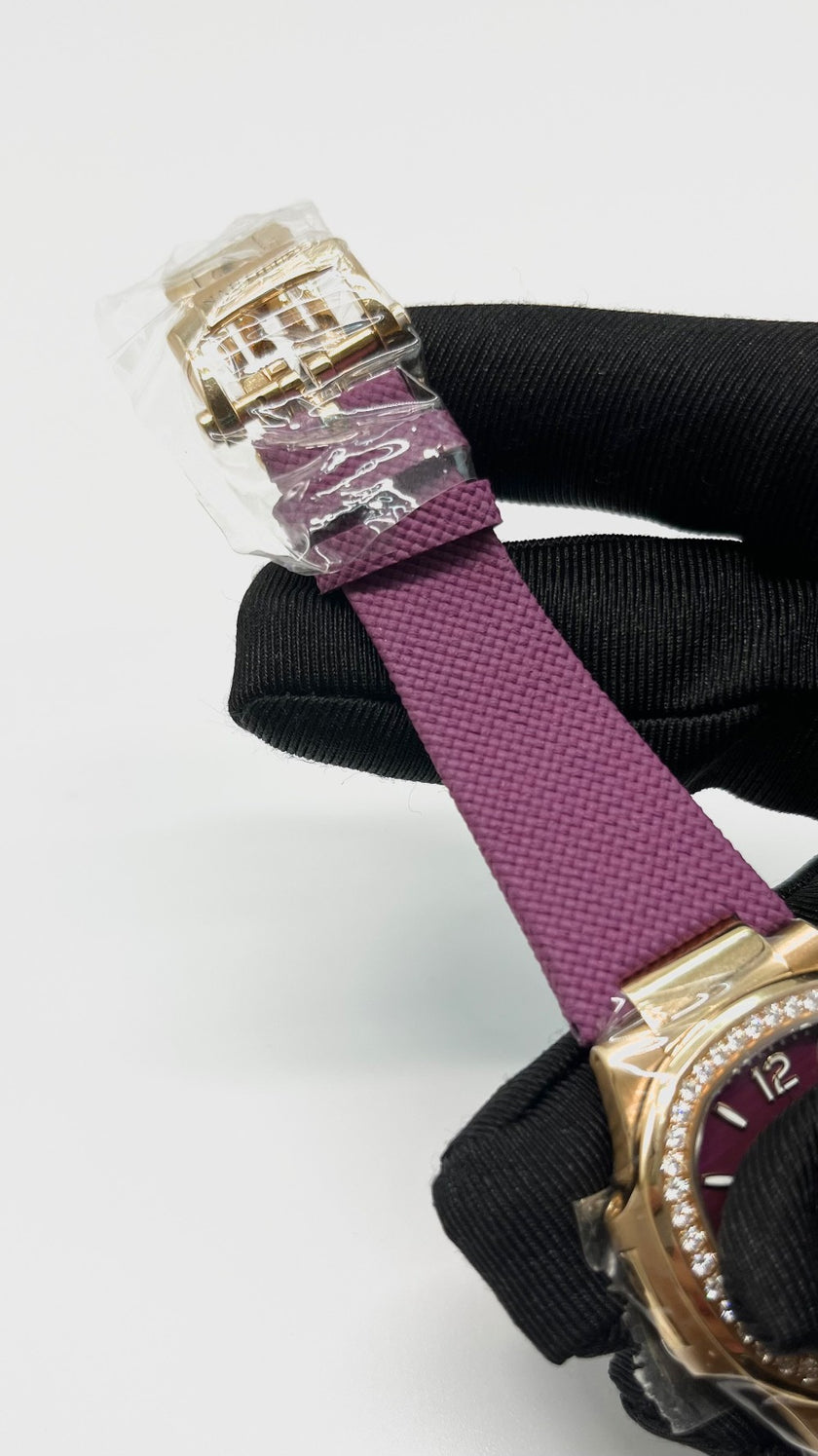 Unused. Patek Lady Nautilus Purple Dial With Diamonds RG Leather Strap 2024 32MM|5742