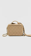 Preowned. Chanel Quilted Small CC Filigree Vanity Case Beige Caviar GHW. 24862797|15254