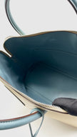 Preowned. Hermes Bolide 35 Vanilla/Blue Jean Box Calf PHW. MU10|13909