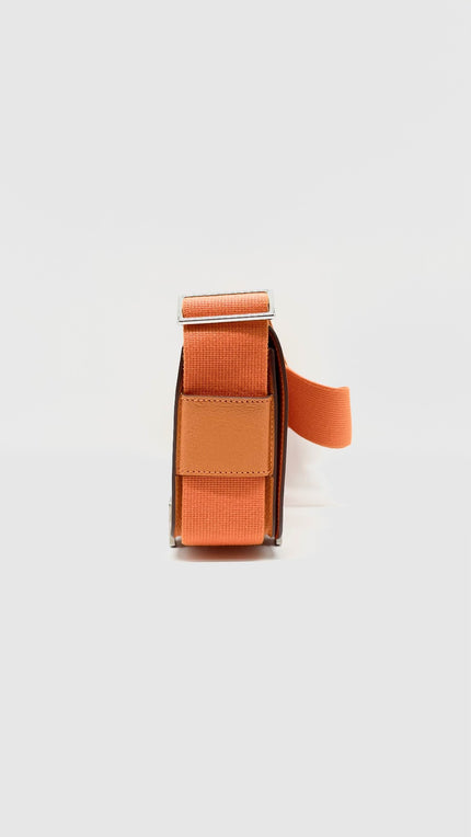 Preowned. Hermes Geta Orange Chevre PHW. UPU009NI|10205