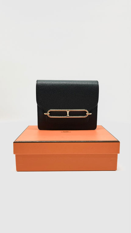 Brand New. Hermes Roulis Slim Passant Black GHW|9438