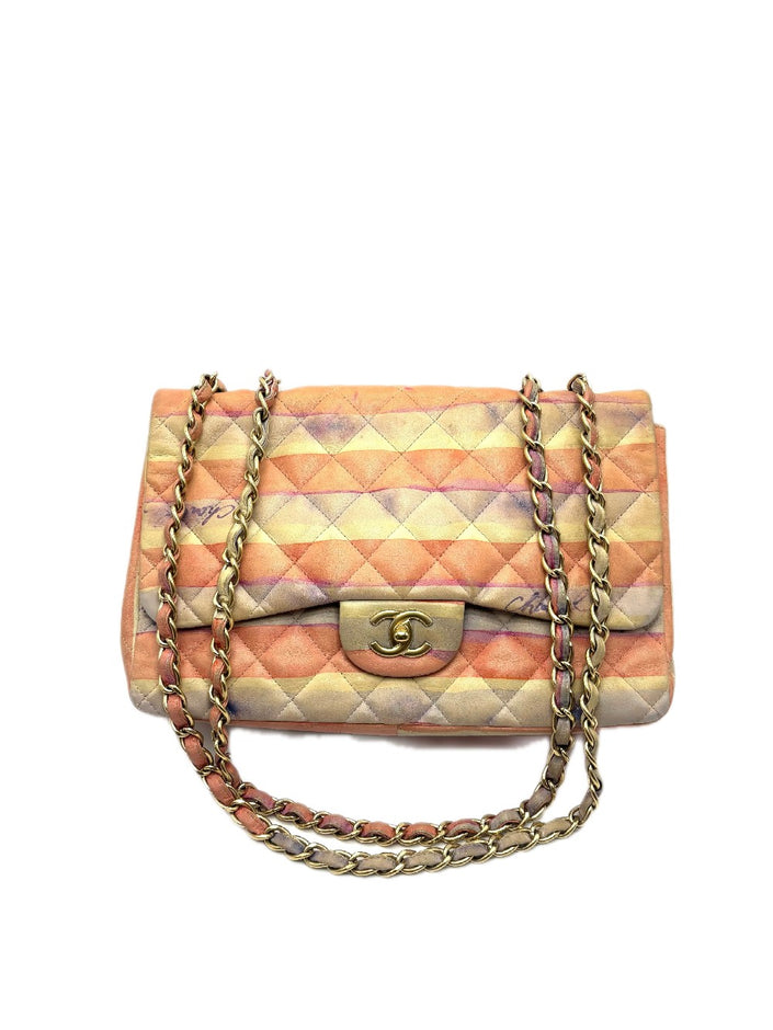 Preowend. Chanel Jumbo Single Flap Watercolor Lambskin GHW. 13764777|17058