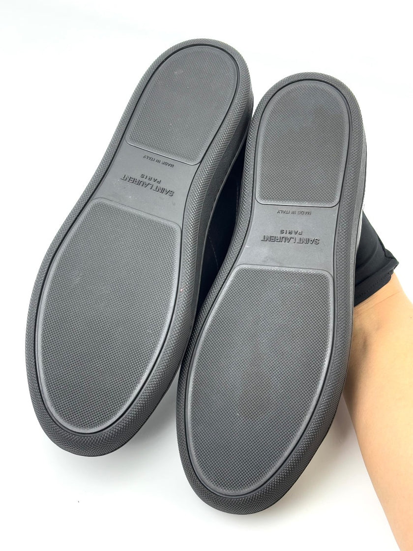 Brand New. YSL Sneakers Black Silver Lace. 38|7243