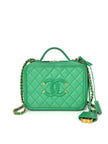 Preowned. Chanel Vanity Filigree Green Caviar GHW. 24008039|8054