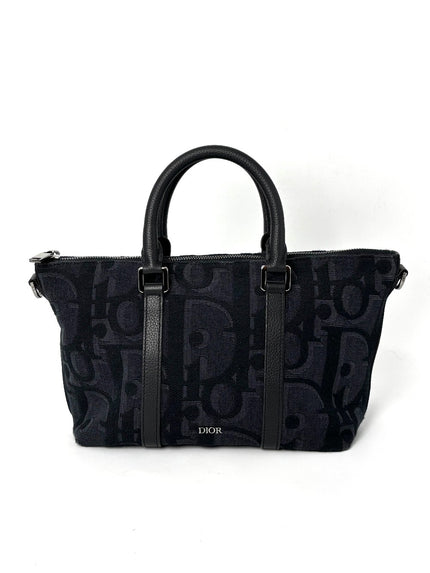 [SALE] Like New. Dior Weekender 25 Jacquard Black. 27BO1203|11262