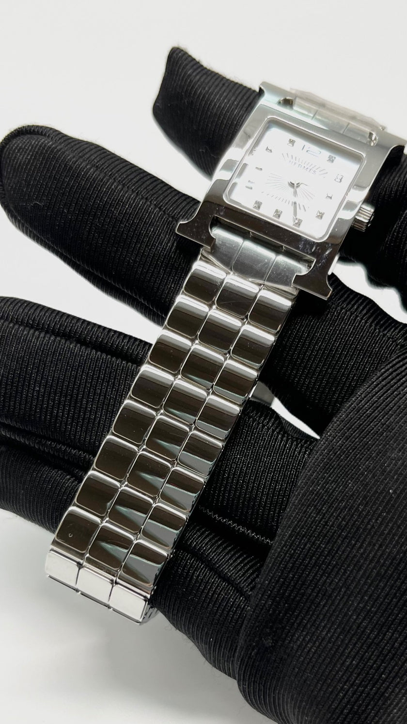 Brand New. Hermes H Heure Steel Watch MOP|5722