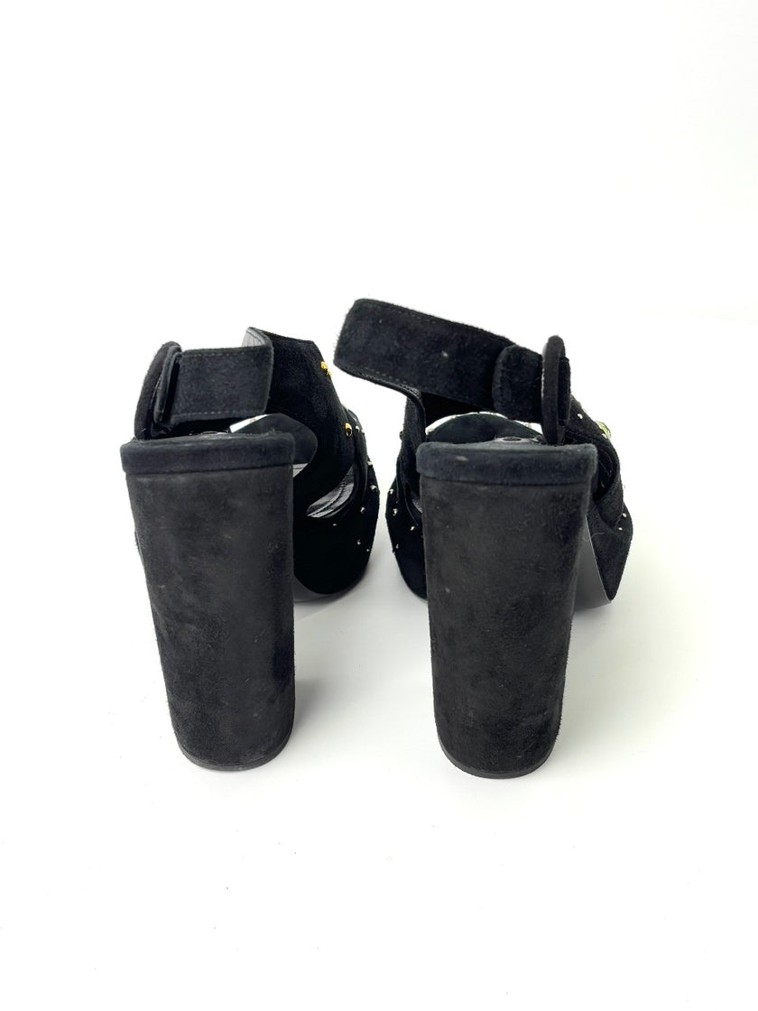 Preowned. Prada Block Heel Sandals Suede. 37|7437