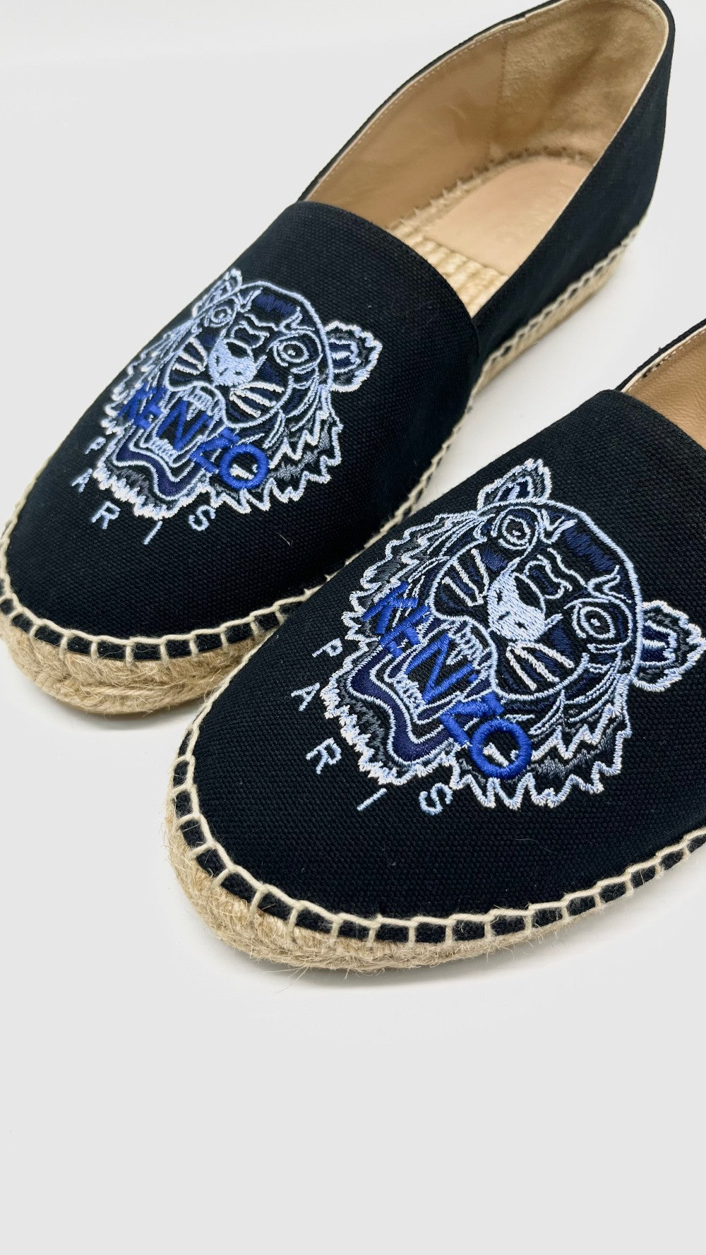 Preowned. Kenzo Espadrille Tiger Head Canvas Black. 40|13470