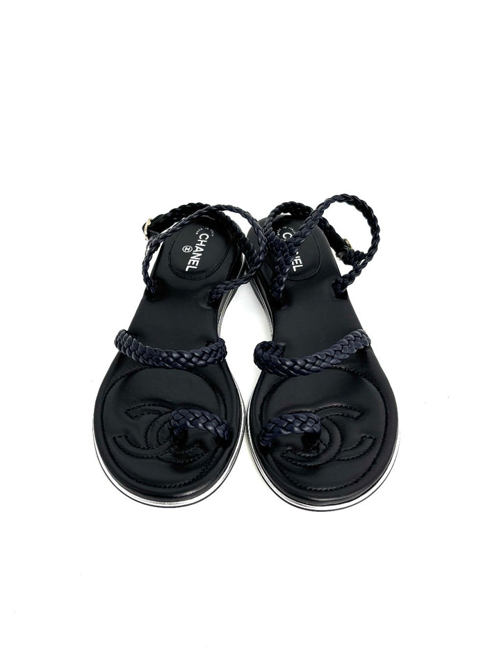 Brand New. Chanel Marine Flats Black. 37|12656