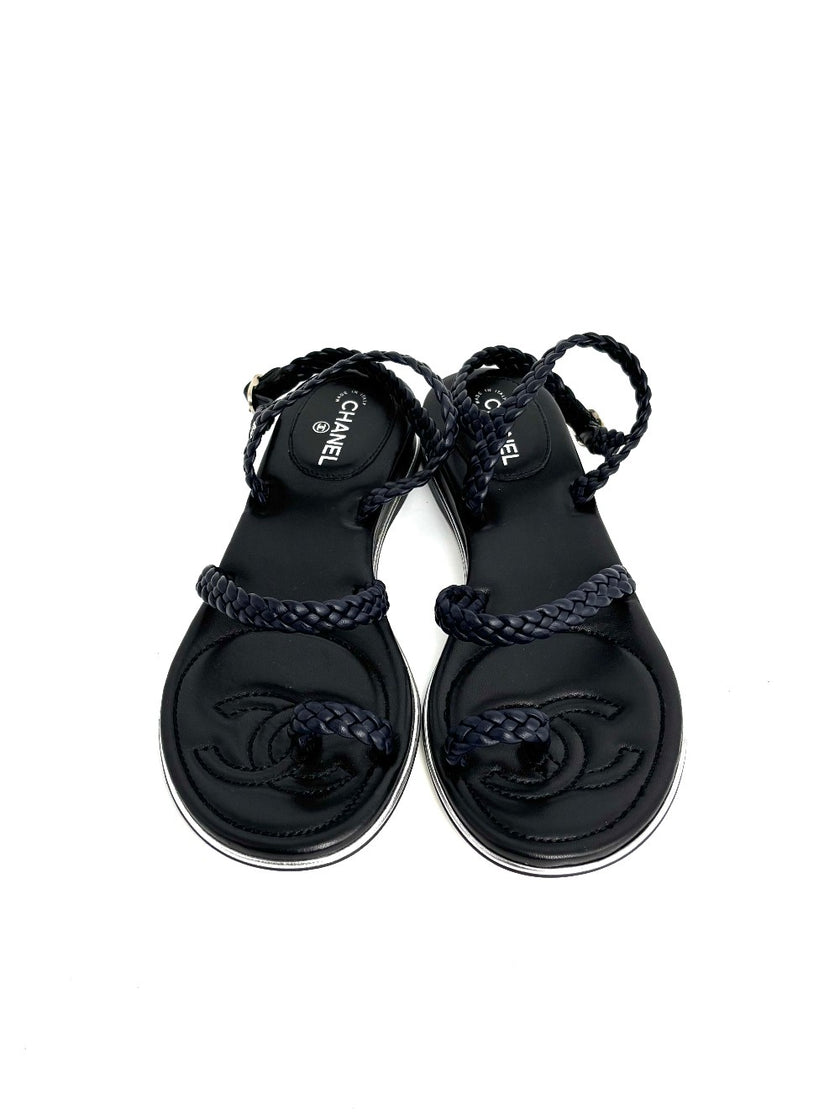 Brand New. Chanel Marine Flats Black. 37|12656