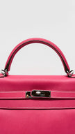 Preowned. Hermes Kelly 32 Bicolor Candy Collection Rose Tyrien/Tosca Epsom PHW. O84.S|11285