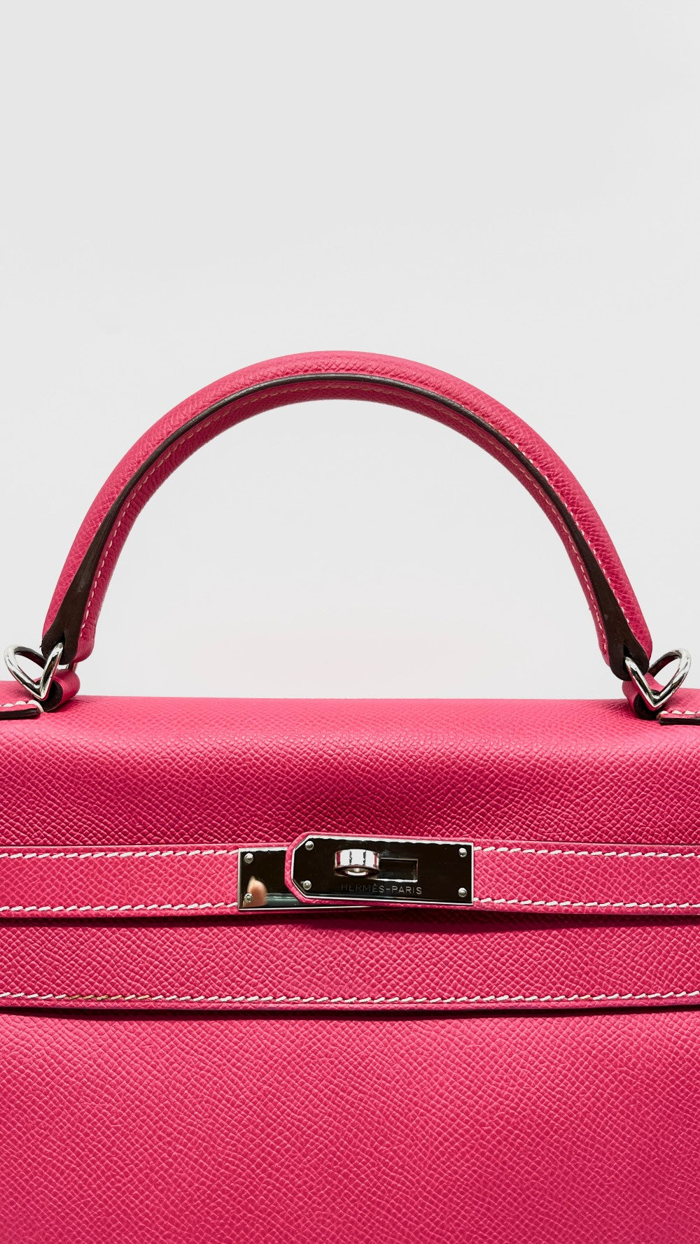 Preowned. Hermes Kelly 32 Bicolor Candy Collection Rose Tyrien/Tosca Epsom PHW. O84.S|11285