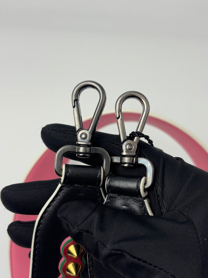 Brand New. Fendi Studded Bag Strap Black/Pink|6752