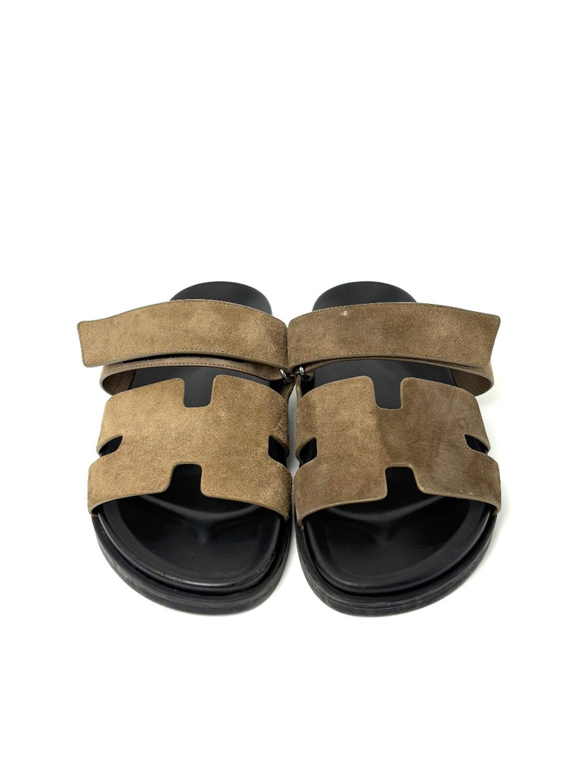 Preowned. Hermes Chypre Etoupe Suede. 41.5|7527