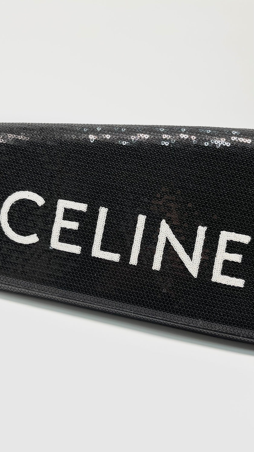 Preowned. Celine Clutch Black Sequined|12084