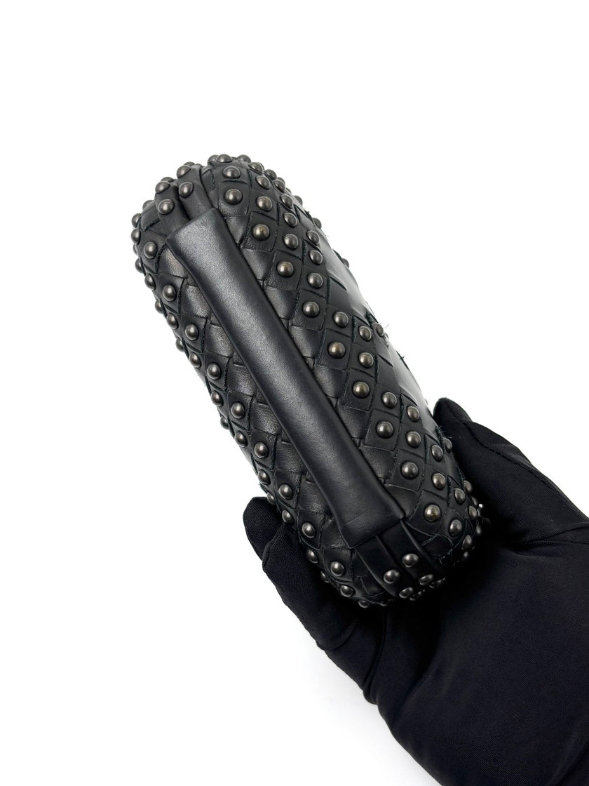 Preowned. Bottega Intrecciato Clutch Black Ruthenium|6621