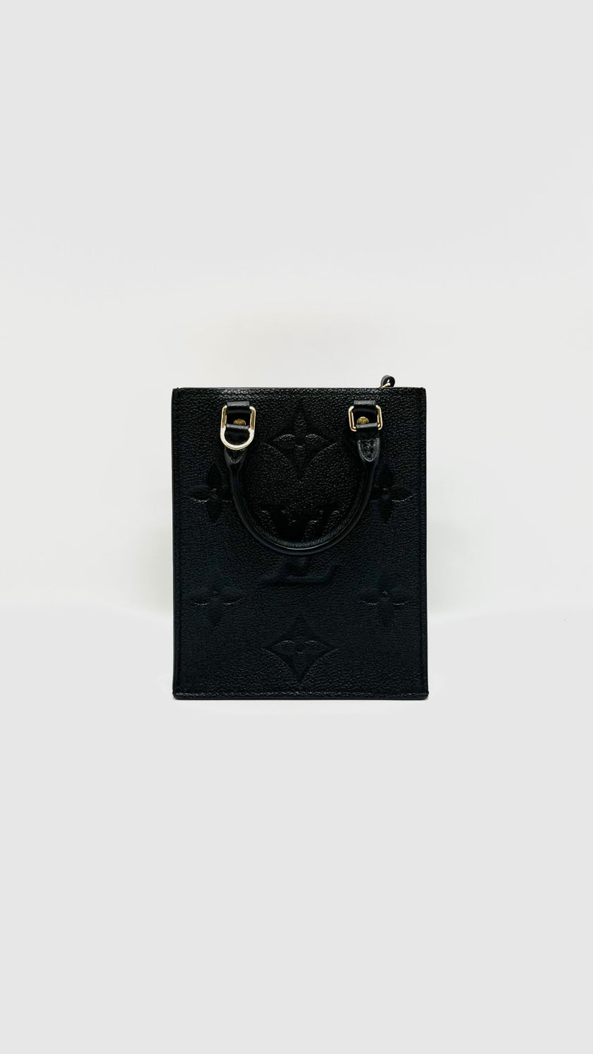 Like New. LV Sac Plat Petite Black Empreinte. Microchip|16505